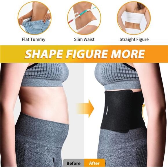 Waist Trimmer, Adjustable Neoprene Ab Trainer Belt for Back Support, Sweat Band - Picture 5 of 8